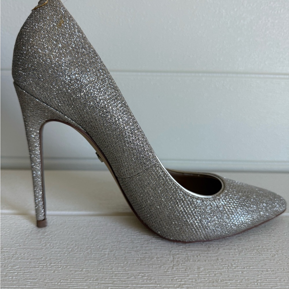 Sam Edelman Danna Glittering Mesh Silver Stilettos